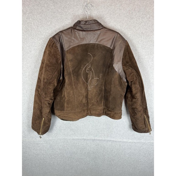 Baby Phat Jacket Womens 2XL Brown Suede Leather Faux Fur Lined Full Zip Coat - Picture 2 of 16